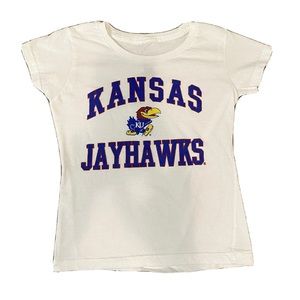 Kansas KU Jayhawks girls size 10/12 white t-shirt